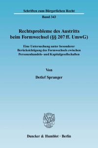 Cover Rechtsprobleme des Austritts beim Formwechsel (§§ 207 ff. UmwG)