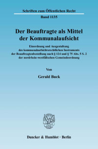 Cover Der Beauftragte als Mittel der Kommunalaufsicht