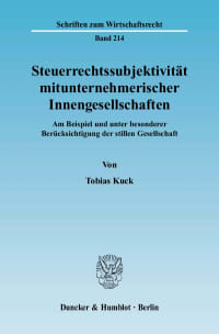 Cover Steuerrechtssubjektivität mitunternehmerischer Innengesellschaften