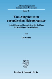 Cover Vom Aufgebot zum europäischen Heiratsregister