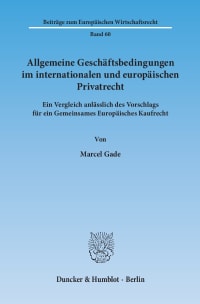 Cover Allgemeine Geschäftsbedingungen im internationalen und europäischen Privatrecht