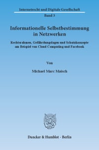 Cover Informationelle Selbstbestimmung in Netzwerken