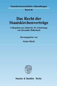 Cover Das Recht der Staatskirchenverträge