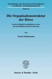 Cover Die Organisationsstruktur der Börse