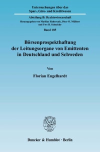 Cover Börsenprospekthaftung der Leitungsorgane von Emittenten in Deutschland und Schweden