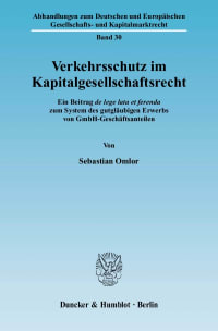 Cover Verkehrsschutz im Kapitalgesellschaftsrecht