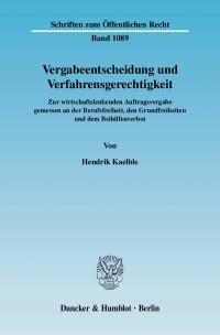 Cover Vergabeentscheidung und Verfahrensgerechtigkeit