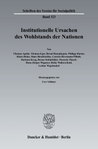 Cover Institutionelle Ursachen des Wohlstands der Nationen