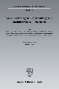 Cover Voraussetzungen für grundlegende institutionelle Reformen