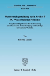 Cover Wasserpreisgestaltung nach Artikel 9 EG-Wasserrahmenrichtlinie