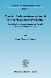 Cover Von der Parlamentssouveränität zur Verfassungssouveränität