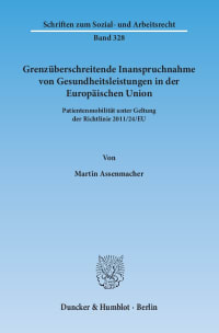 Cover Grenzüberschreitende Inanspruchnahme von Gesundheitsleistungen in der Europäischen Union