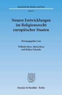 Cover Neuere Entwicklungen im Religionsrecht europäischer Staaten