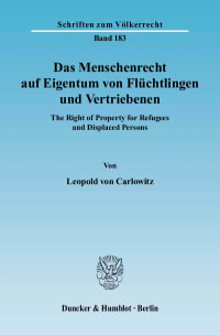 Cover Das Menschenrecht auf Eigentum von Flüchtlingen und Vertriebenen