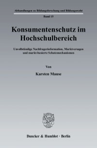 Cover Konsumentenschutz im Hochschulbereich