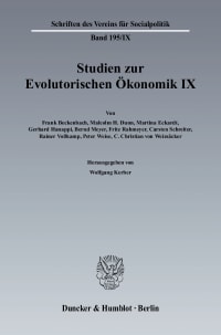 Cover Studien zur Evolutorischen Ökonomik IX