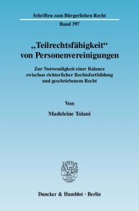 Cover »Teilrechtsfähigkeit« von Personenvereinigungen