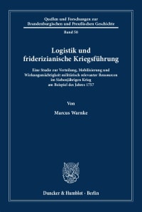 Cover Logistik und friderizianische Kriegsführung