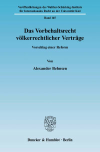 Cover Das Vorbehaltsrecht völkerrechtlicher Verträge