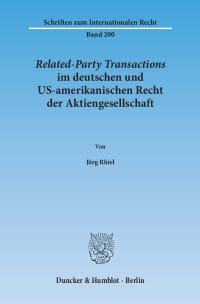 Cover Related-Party Transactions im deutschen und US-amerikanischen Recht der Aktiengesellschaft