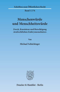 Cover Menschenwürde und Menschheitswürde