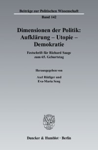 Cover Dimensionen der Politik: Aufklärung – Utopie – Demokratie