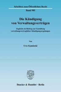 Cover Die Kündigung von Verwaltungsverträgen