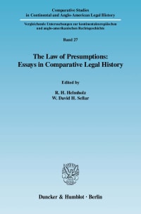 Cover The Law of Presumptions: Essays in Comparative Legal History