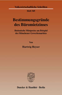 Cover Bestimmungsgründe des Büromietzinses