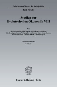 Cover Studien zur Evolutorischen Ökonomik VIII