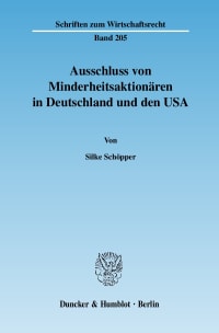 Cover Ausschluss von Minderheitsaktionären in Deutschland und den USA