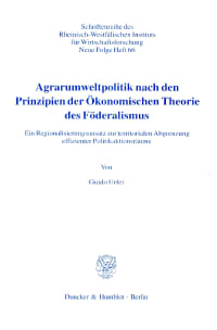 Cover Agrarumweltpolitik nach den Prinzipien der Ökonomischen Theorie des Föderalismus