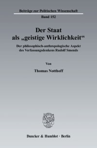 Cover Der Staat als "geistige Wirklichkeit"