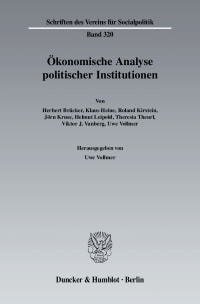 Cover Ökonomische Analyse politischer Institutionen