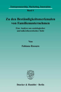 Cover Zu den Beständigkeitsmerkmalen von Familienunternehmen