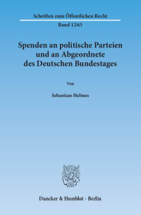 Cover Spenden an politische Parteien und an Abgeordnete des Deutschen Bundestages