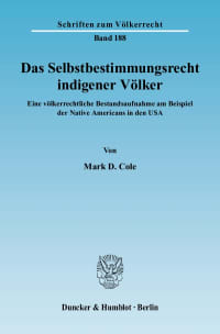 Cover Das Selbstbestimmungsrecht indigener Völker