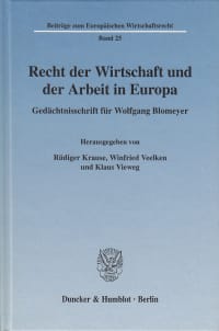 Cover Recht der Wirtschaft und der Arbeit in Europa