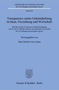 Cover Transparenz contra Geheimhaltung in Staat, Verwaltung und Wirtschaft