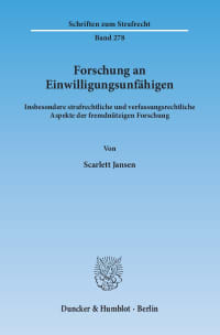 Cover Forschung an Einwilligungsunfähigen