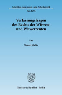 Cover Verfassungsfragen des Rechts der Witwen- und Witwerrenten