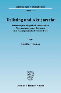 Cover Delisting und Aktienrecht