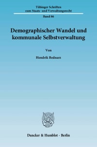 Cover Demographischer Wandel und kommunale Selbstverwaltung