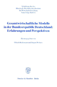 Cover Gesamtwirtschaftliche Modelle in der Bundesrepublik Deutschland: Erfahrungen und Perspektiven