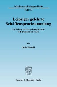 Cover Leipziger gelehrte Schöffenspruchsammlung