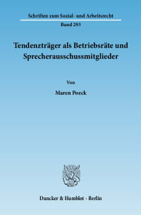 Cover Tendenzträger als Betriebsräte und Sprecherausschussmitglieder