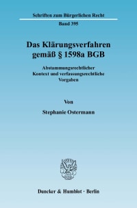 Cover Das Klärungsverfahren gemäß § 1598a BGB