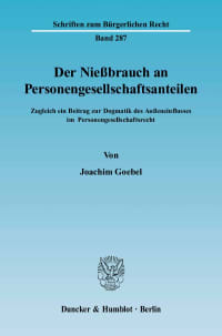 Cover Der Nießbrauch an Personengesellschaftsanteilen