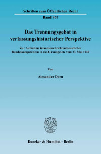 Cover Das Trennungsgebot in verfassungshistorischer Perspektive