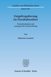 Cover Entgeltregulierung im Eisenbahnsektor